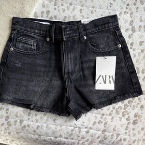 ZARA Black Raw-Hem Denim Shorts